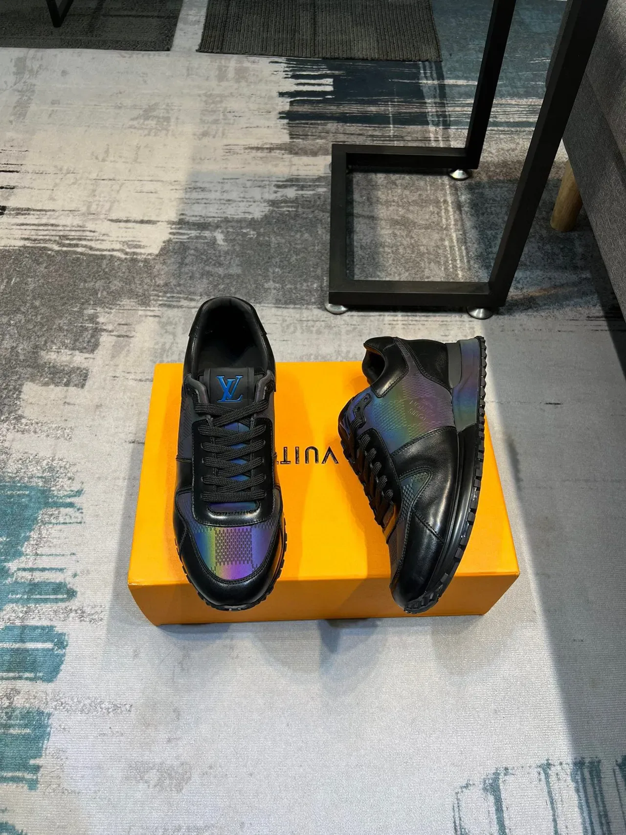 Louis Vuitton LV Trainer Black Multicolor Leather And Iridescent Synthetic Upper Structured Panel Construction Lifestyle Sneakers 4