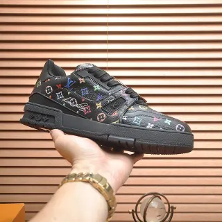 Louis Vuitton LV Trainer Black Multicolor Monogram-Print Leather Chunky Layered Sole Lifestyle Sneakers