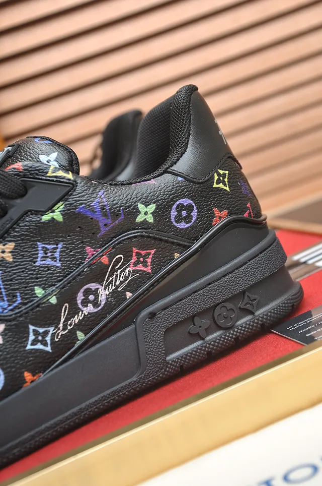 Louis Vuitton LV Trainer Black Multicolor Monogram-Print Leather Chunky Layered Sole Lifestyle Sneakers 2