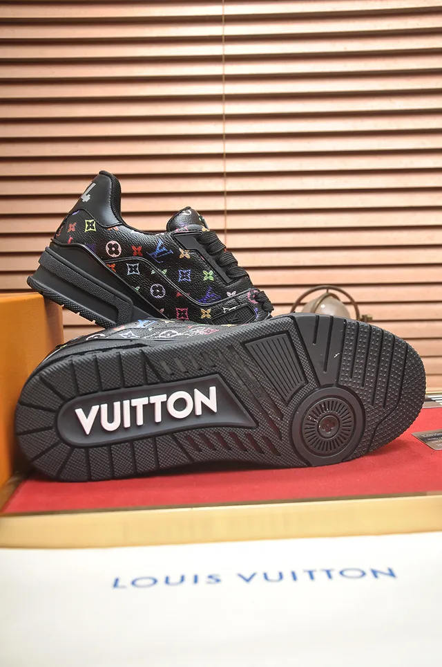 Louis Vuitton LV Trainer Black Multicolor Monogram-Print Leather Chunky Layered Sole Lifestyle Sneakers 3