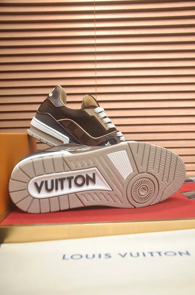 Louis Vuitton LV Trainer Brown Beige Monogram Canvas Leather Overlays Lifestyle Sneakers 3