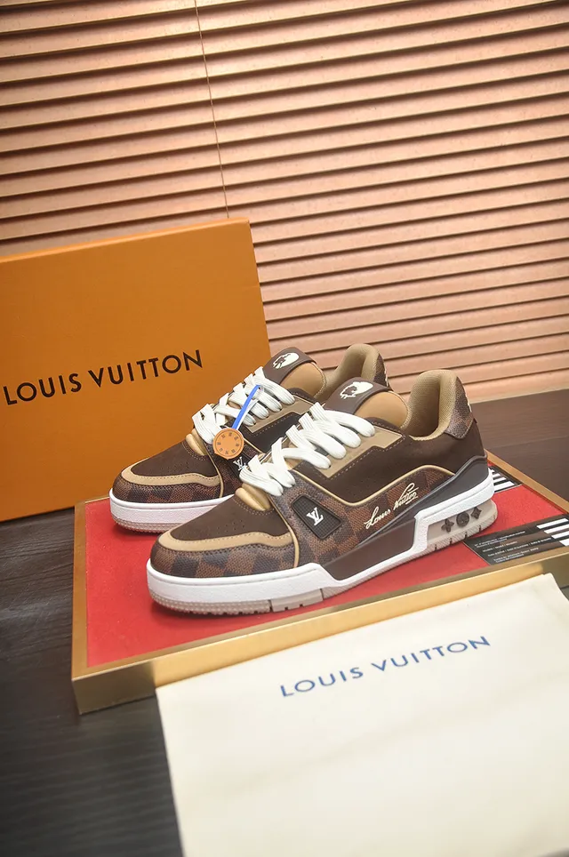 Louis Vuitton LV Trainer Brown Beige Monogram Canvas Leather Overlays Lifestyle Sneakers 4