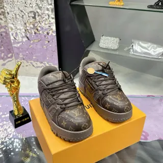 Louis Vuitton LV Trainer Marrón Dorado Monograma Lona Suela Plataforma Gruesa Sneakers Lifestyle