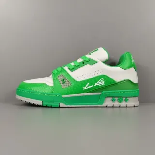 Louis Vuitton LV Trainer Green White Low-Top Layered Leather And Synthetic Upper Lifestyle Sneakers