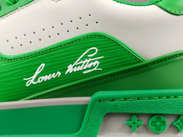 Louis Vuitton LV Trainer Green White Low-Top Layered Leather And Synthetic Upper Lifestyle Sneakers 6