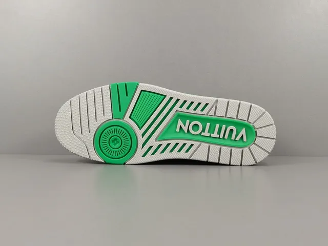 Louis Vuitton LV Trainer Green White Low-Top Layered Leather And Synthetic Upper Lifestyle Sneakers 11