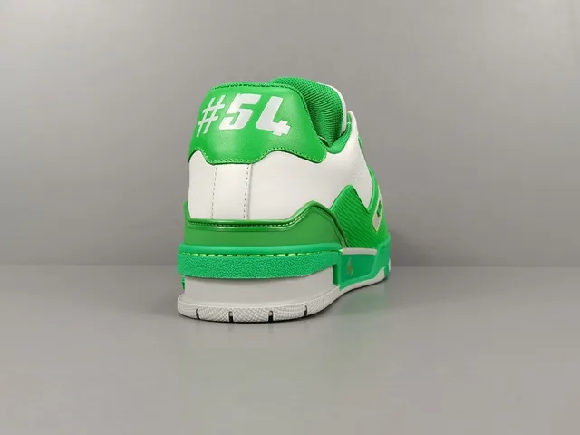 Louis Vuitton LV Trainer Green White Low-Top Layered Leather And Synthetic Upper Lifestyle Sneakers 13
