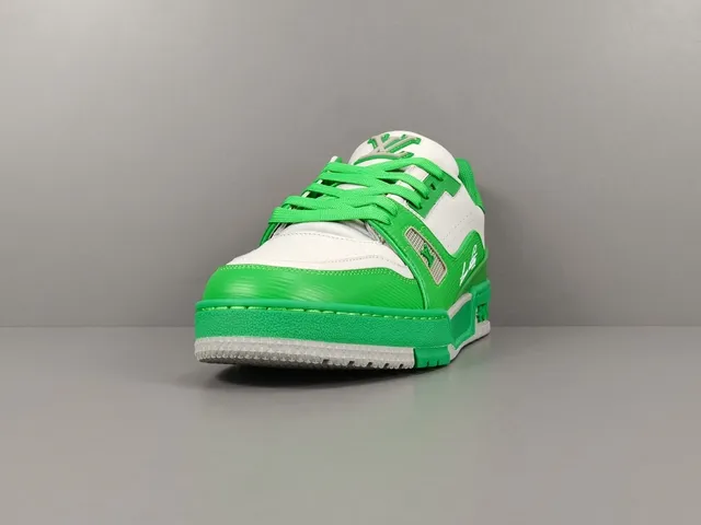 Louis Vuitton LV Trainer Green White Low-Top Layered Leather And Synthetic Upper Lifestyle Sneakers 18