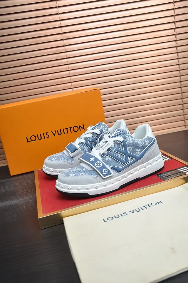 Louis Vuitton LV Trainer Monogram Denim Blue Gray Lifestyle Sneakers 4