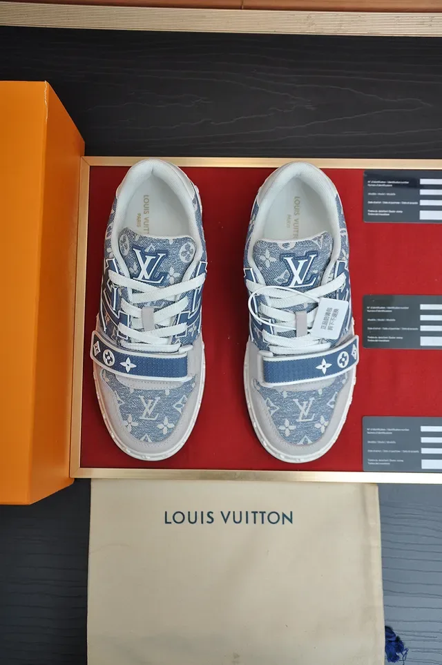 Louis Vuitton LV Trainer Monogram Denim Blue Gray Lifestyle Sneakers 5