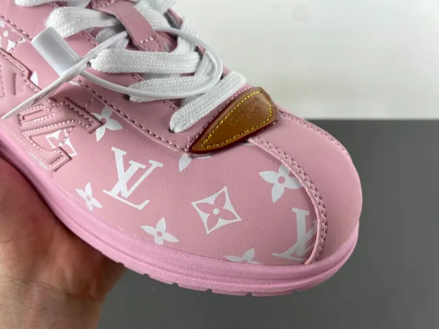 Louis Vuitton LV Trainer Pink White Monogram-Printed Leather Low-Top Lace-Up Lifestyle Sneakers 2