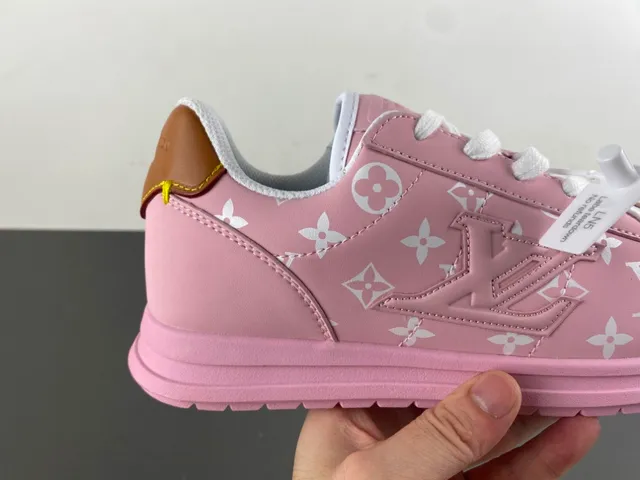 Louis Vuitton LV Trainer Pink White Monogram-Printed Leather Low-Top Lace-Up Lifestyle Sneakers 3