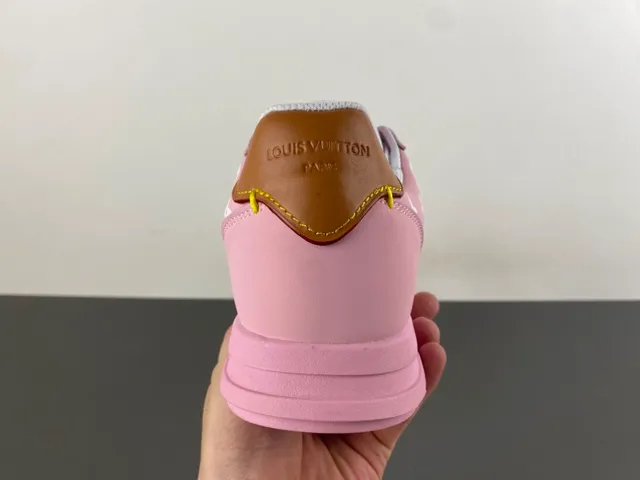 Louis Vuitton LV Trainer Pink White Monogram-Printed Leather Low-Top Lace-Up Lifestyle Sneakers 4