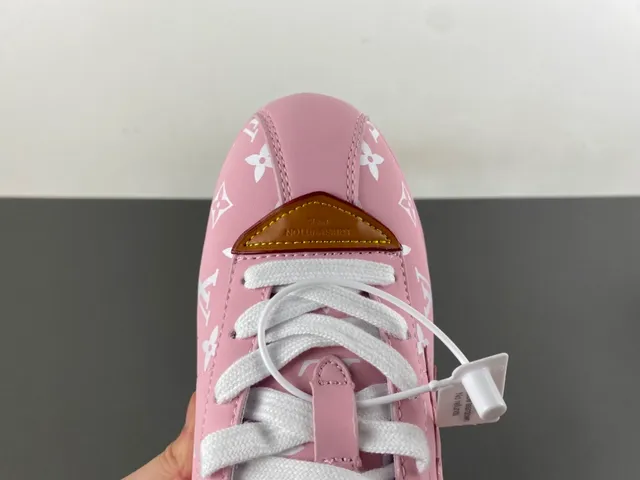 Louis Vuitton LV Trainer Pink White Monogram-Printed Leather Low-Top Lace-Up Lifestyle Sneakers 5