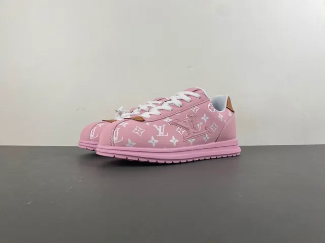 Louis Vuitton LV Trainer Pink White Monogram-Printed Leather Low-Top Lace-Up Lifestyle Sneakers 10