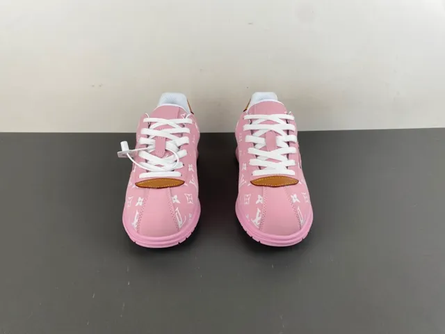 Louis Vuitton LV Trainer Pink White Monogram-Printed Leather Low-Top Lace-Up Lifestyle Sneakers 11