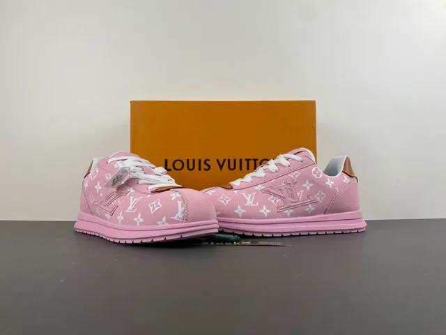 Louis Vuitton LV Trainer Pink White Monogram-Printed Leather Low-Top Lace-Up Lifestyle Sneakers 13
