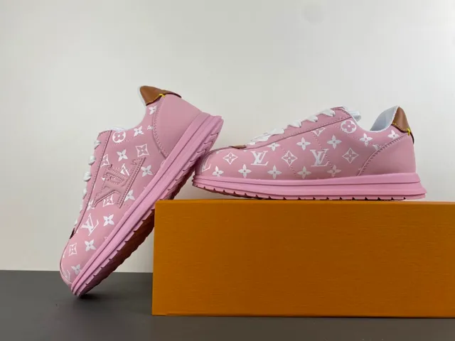 Louis Vuitton LV Trainer Pink White Monogram-Printed Leather Low-Top Lace-Up Lifestyle Sneakers 14