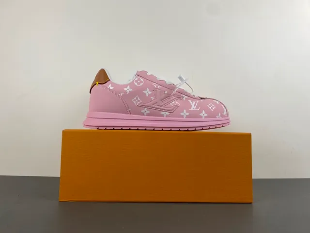 Louis Vuitton LV Trainer Pink White Monogram-Printed Leather Low-Top Lace-Up Lifestyle Sneakers 15