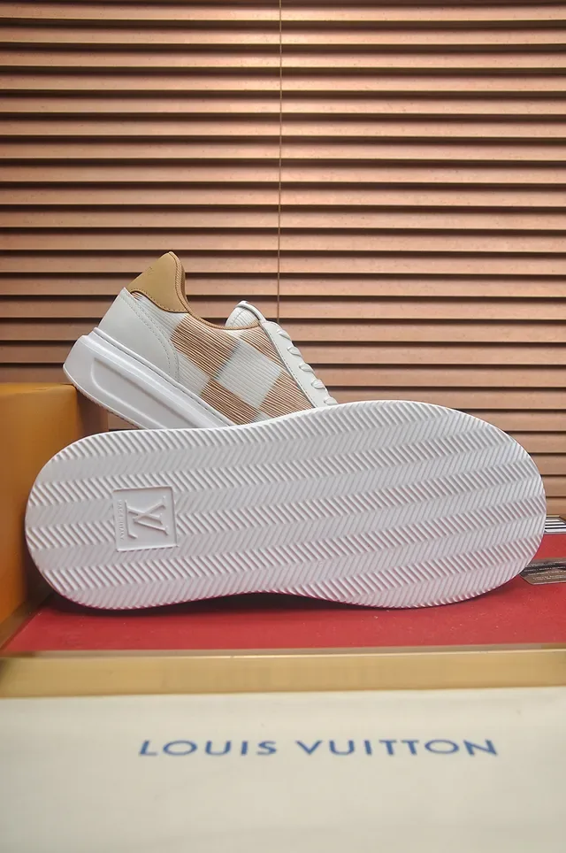 Louis Vuitton LV Trainer White and Beige Checkered Lifestyle Sneakers 3