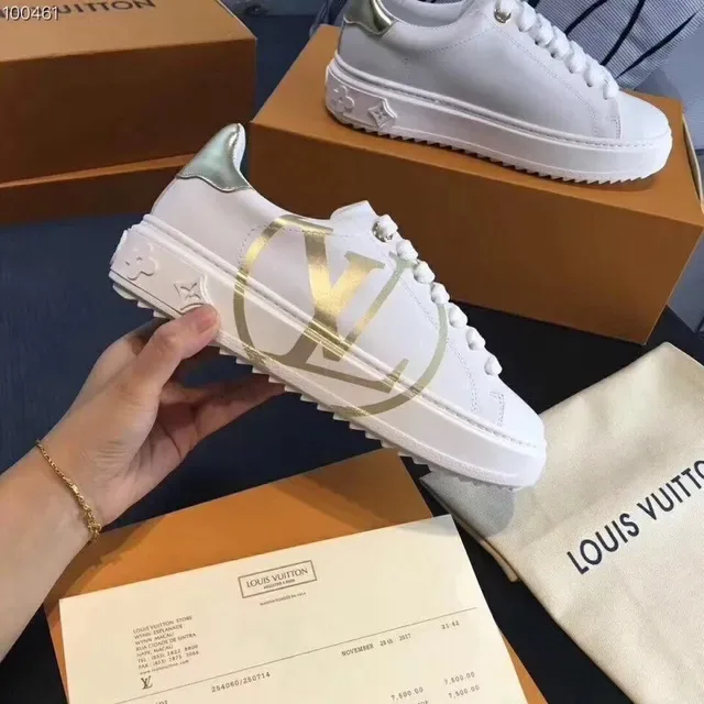 Louis Vuitton LV Trainer White and Gold Monogram Lifestyle Sneakers 4
