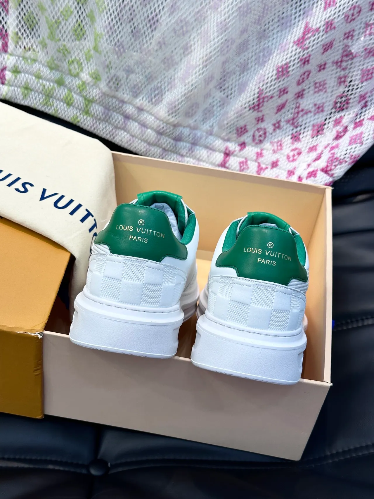 Louis Vuitton LV Trainer White and Green Lifestyle Sneakers 3