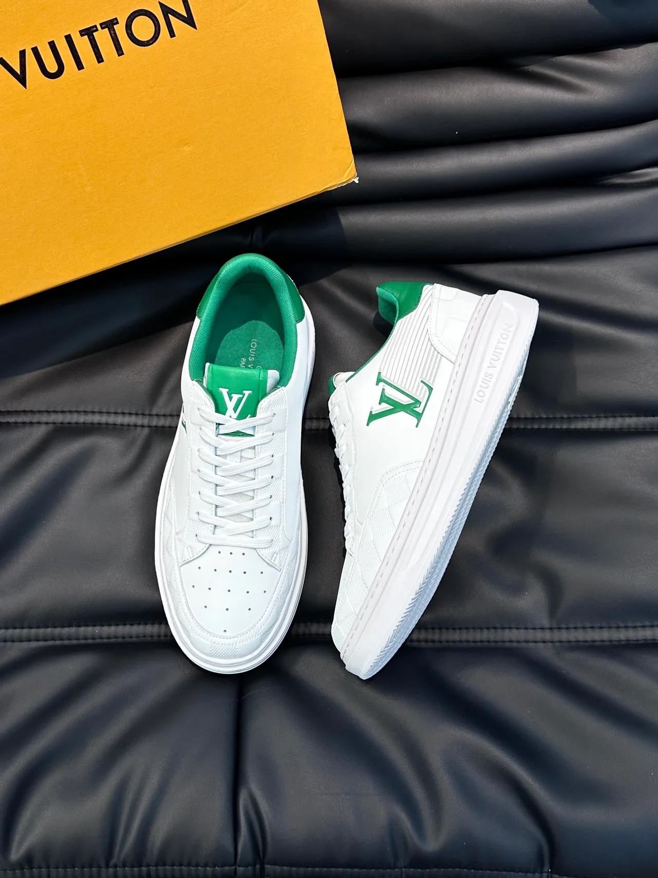 Louis Vuitton LV Trainer White and Green Lifestyle Sneakers 4