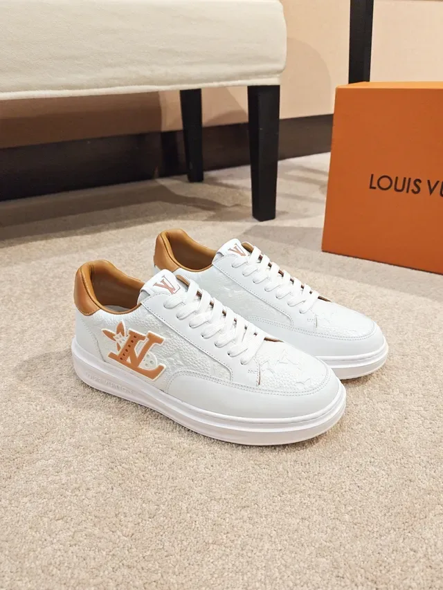 Louis Vuitton LV Trainer White and Tan Lifestyle Sneakers 4