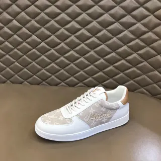 Louis Vuitton LV Trainer White Beige Low-Top Monogrammed Textile Panel Lifestyle Sneakers