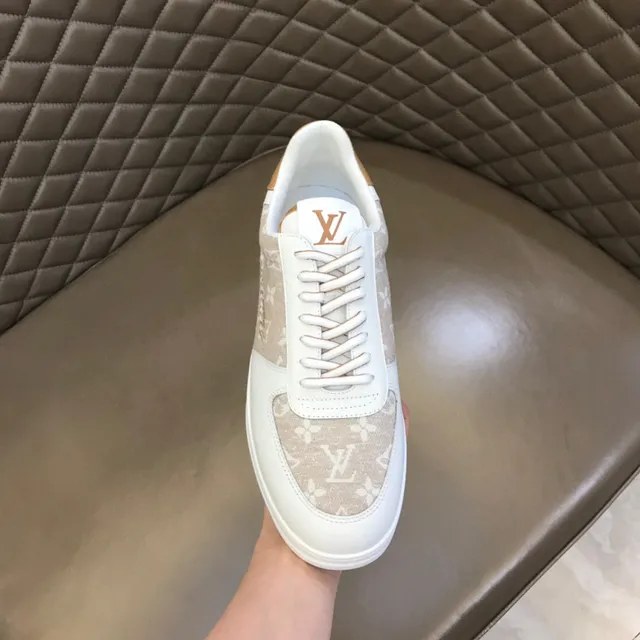 Louis Vuitton LV Trainer White Beige Low-Top Monogrammed Textile Panel Lifestyle Sneakers 4