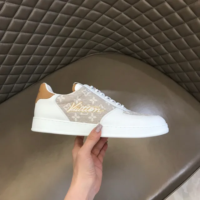 Louis Vuitton LV Trainer White Beige Low-Top Monogrammed Textile Panel Lifestyle Sneakers 5