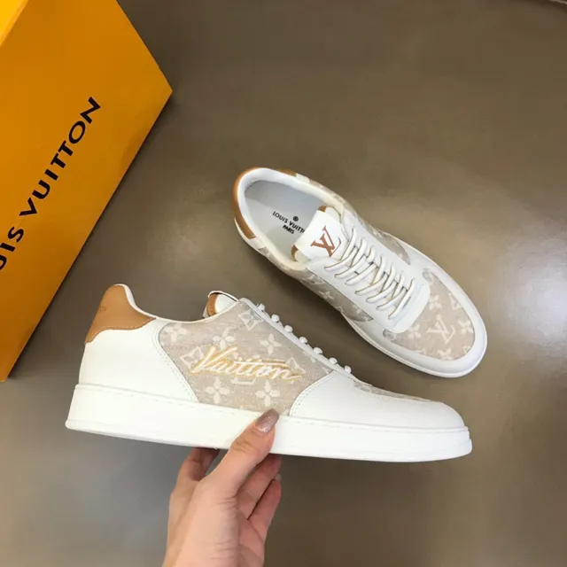 Louis Vuitton LV Trainer White Beige Low-Top Monogrammed Textile Panel Lifestyle Sneakers 6