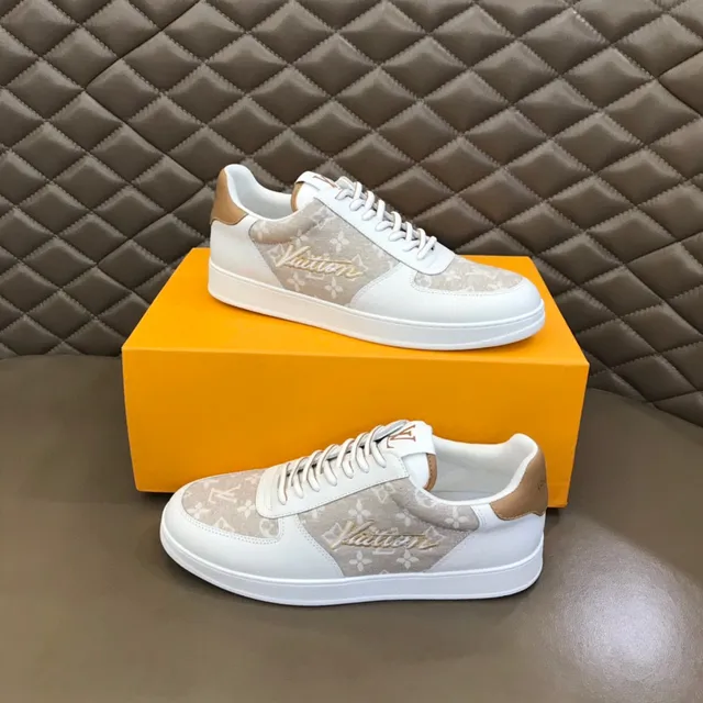Louis Vuitton LV Trainer White Beige Low-Top Monogrammed Textile Panel Lifestyle Sneakers 7