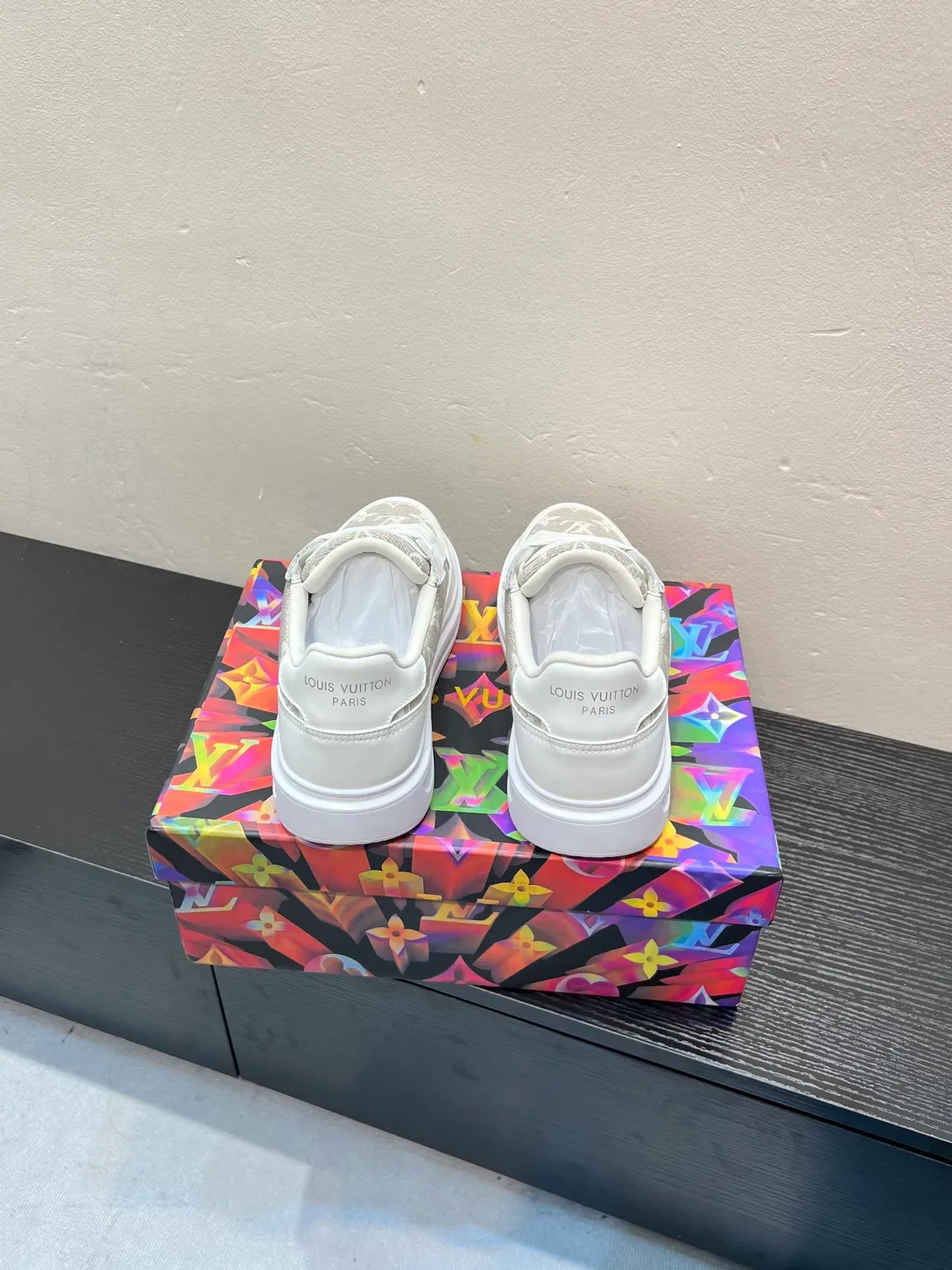 Louis Vuitton LV Trainer White Beige Monogram-Print Upper Platform Sole Lifestyle Sneakers 5