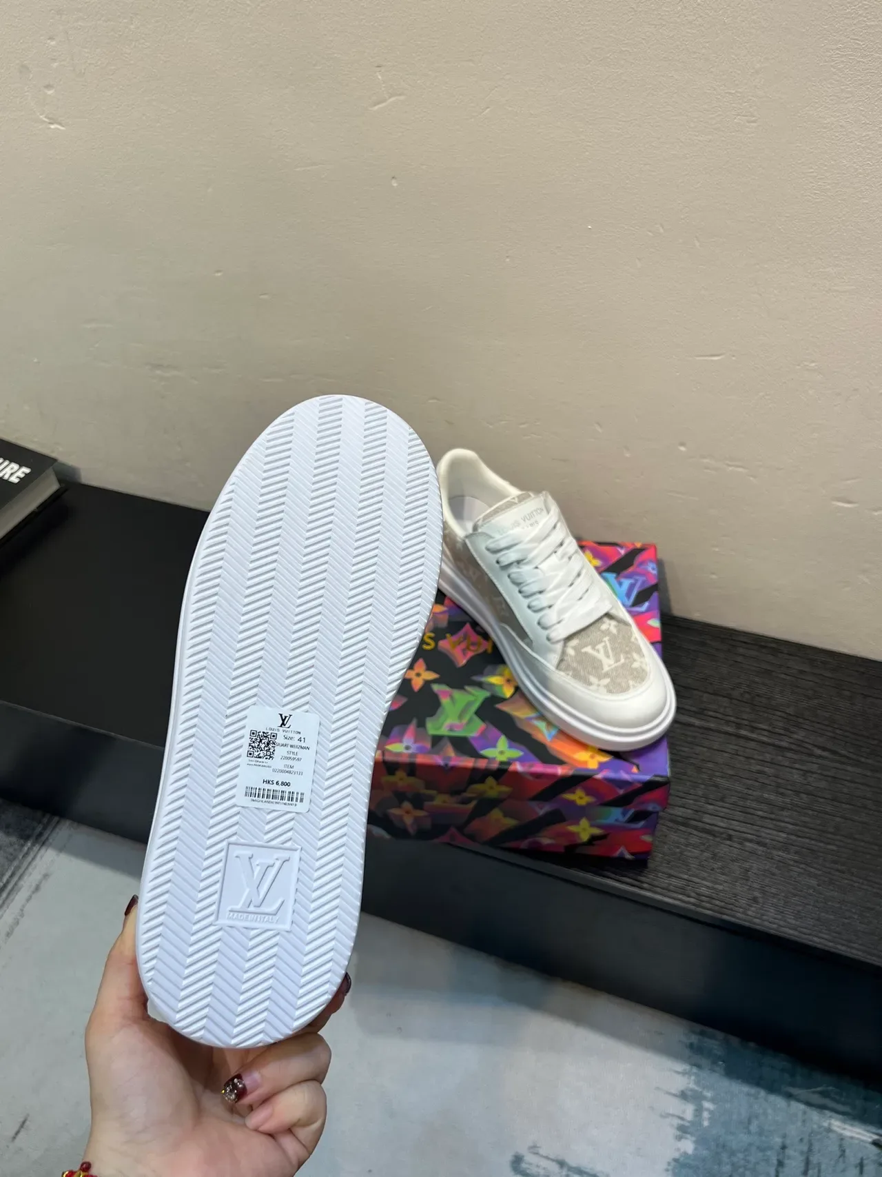 Louis Vuitton LV Trainer White Beige Monogram-Print Upper Platform Sole Lifestyle Sneakers 8