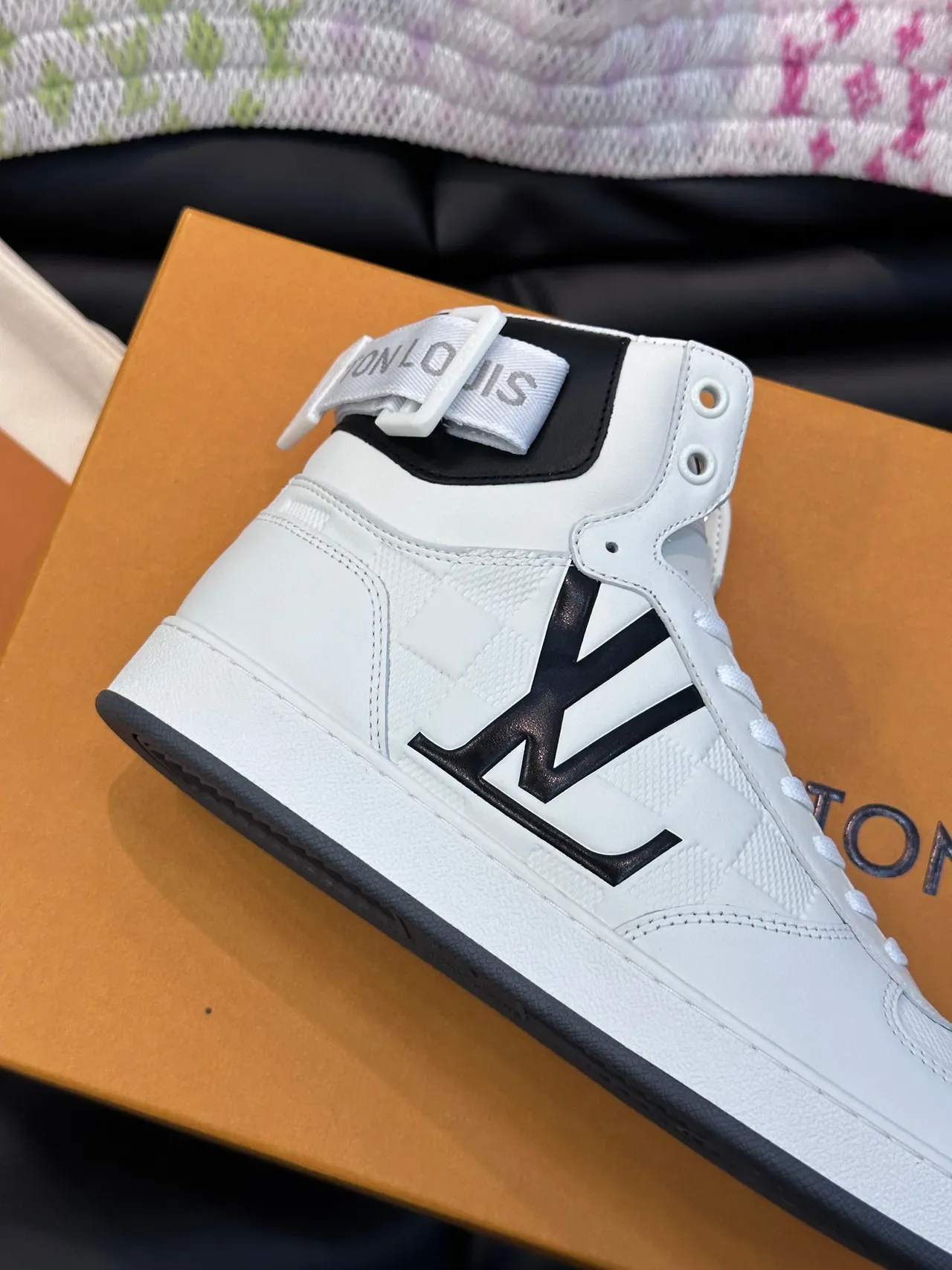 Louis Vuitton LV Trainer White Black High-Top Damier Check Pattern Lifestyle Sneakers 6