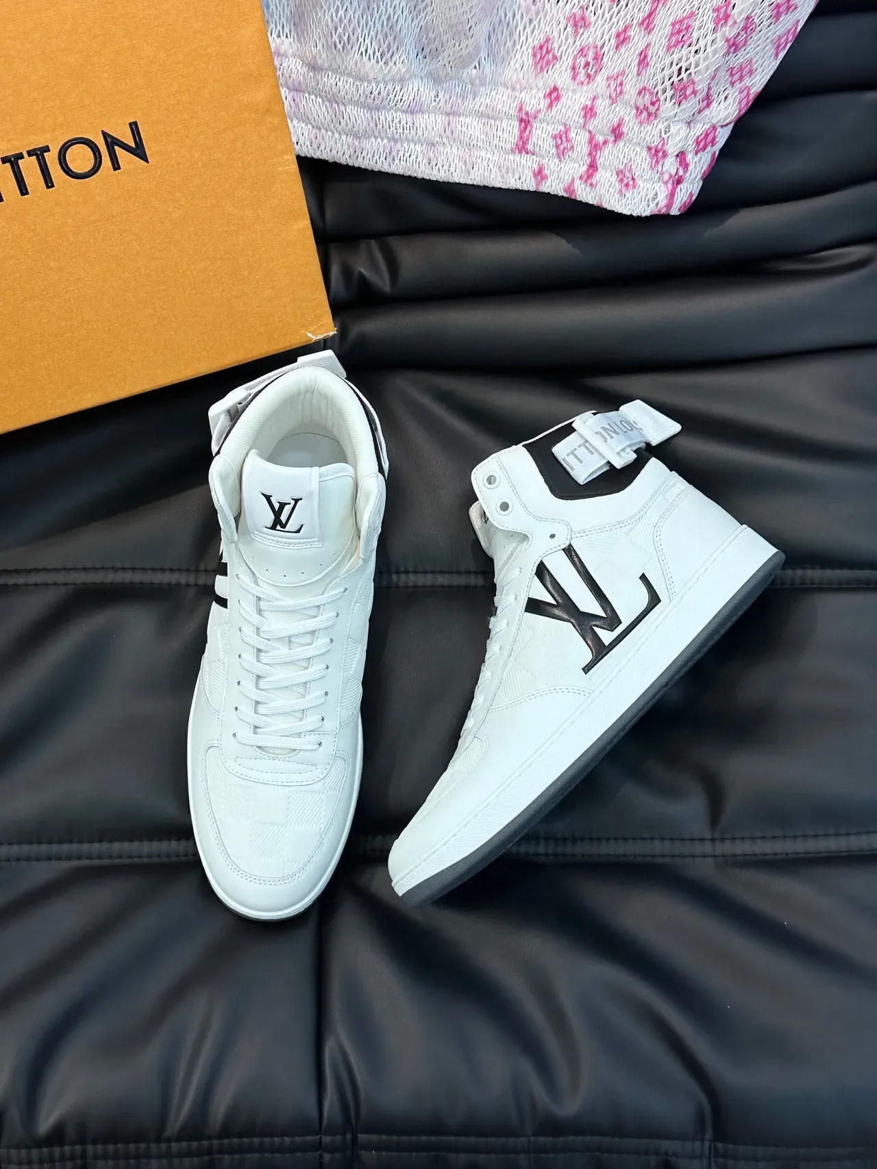 Louis Vuitton LV Trainer White Black High-Top Damier Check Pattern Lifestyle Sneakers 8