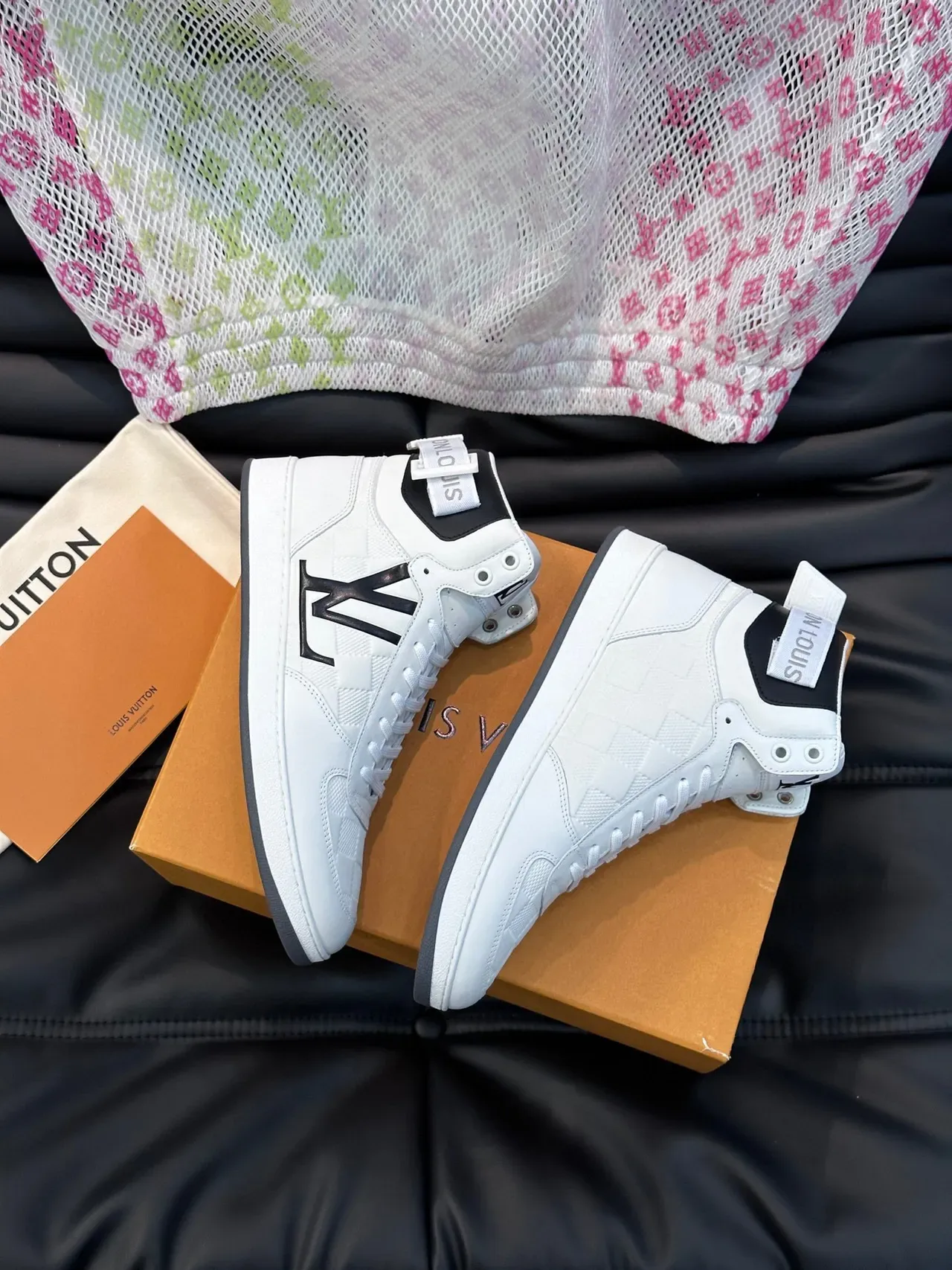 Louis Vuitton LV Trainer White Black High-Top Damier Check Pattern Lifestyle Sneakers 9