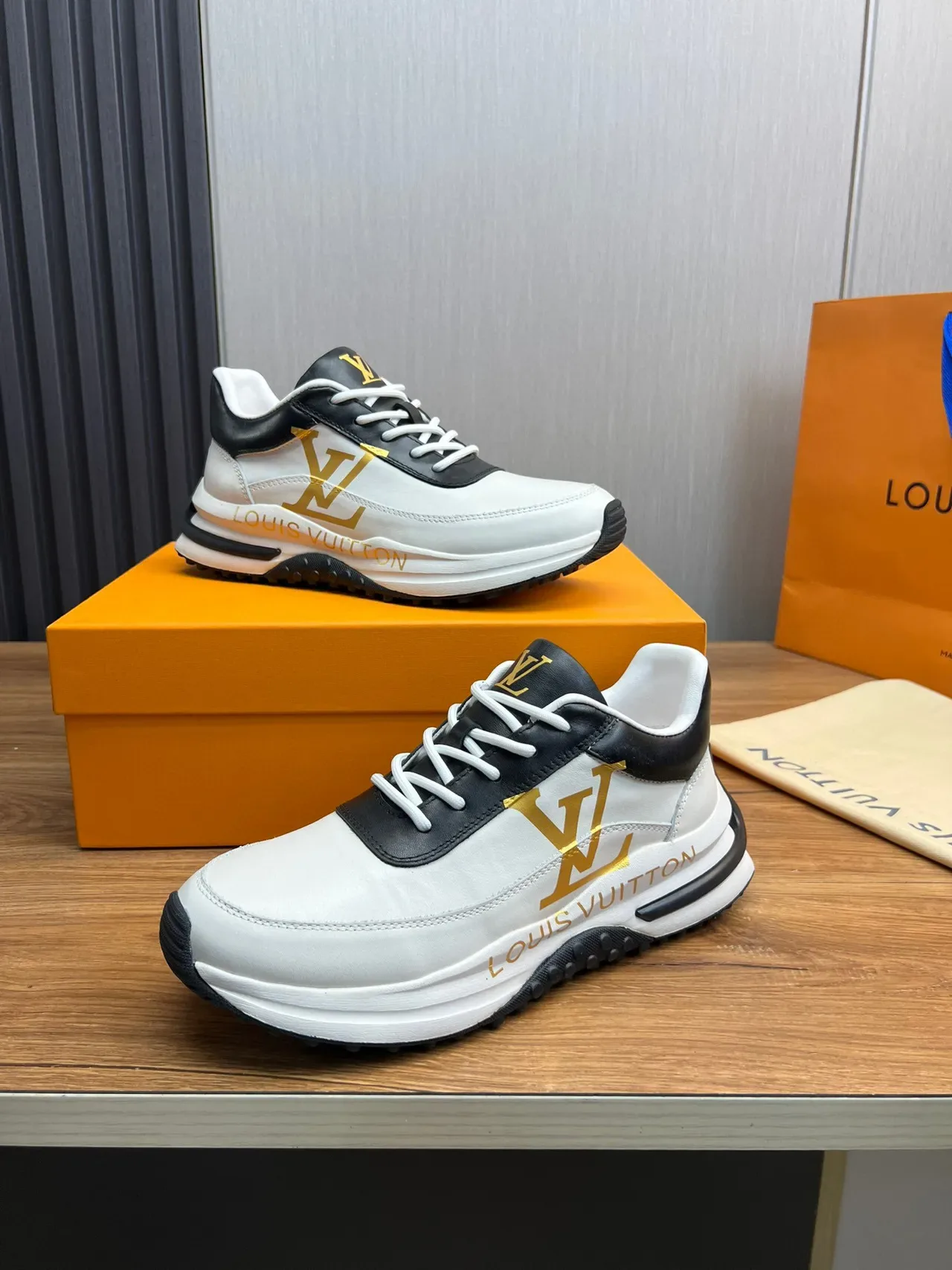 Louis Vuitton LV Trainer White Black Leather Upper Monogrammed Side Panel Lifestyle Sneakers 7