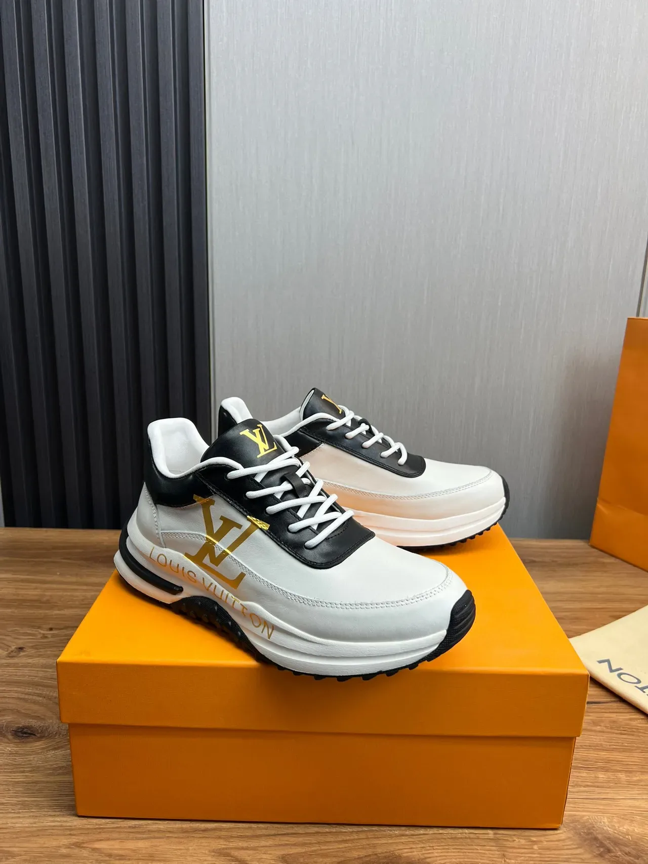 Louis Vuitton LV Trainer White Black Leather Upper Monogrammed Side Panel Lifestyle Sneakers 8