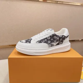 Louis Vuitton LV Trainer সাদা কালো লো-টপ প্ল্যাটফর্ম স্নিকার মোনোগ্রাম-প্রিন্ট প্যানেল লাইফস্টাইল স্নিকার
