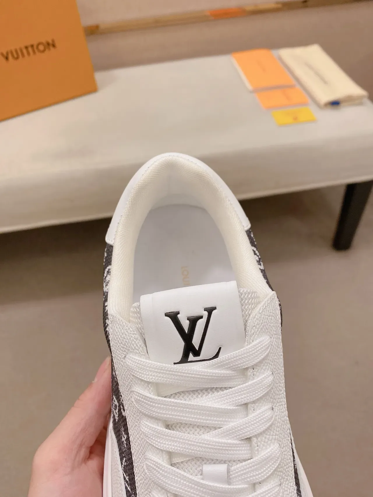 Louis Vuitton LV Trainer White Black Low-Top Platform Sneaker Monogram-Print Panel Lifestyle Sneakers 4