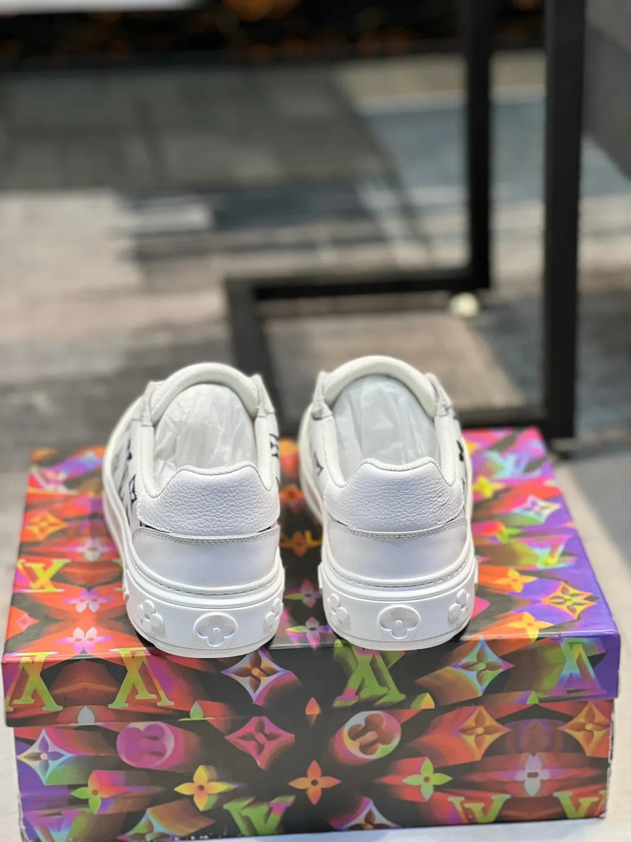 Louis Vuitton LV Trainer Branco e Preto Monogrammed Canvas Platform Sole Lifestyle Sneakers 2