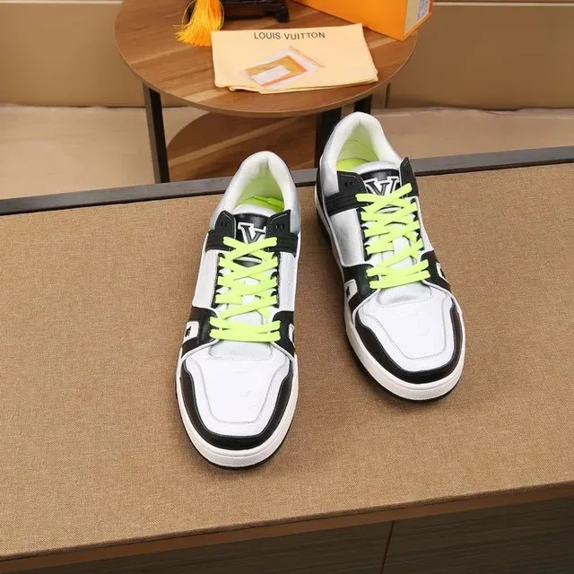 Louis Vuitton LV Trainer White Black Panelled Leather-and-Mesh Upper Lifestyle Sneakers 3