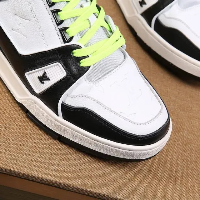 Louis Vuitton LV Trainer White Black Panelled Leather-and-Mesh Upper Lifestyle Sneakers 8