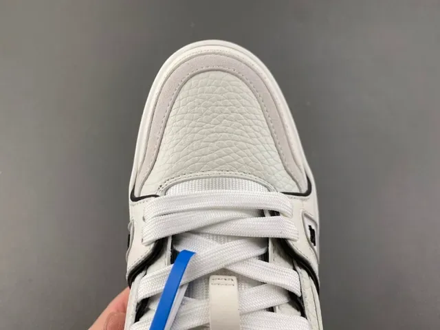 Louis Vuitton LV Trainer White Black Pebbled Leather Contrast Piping Lifestyle Sneakers 5