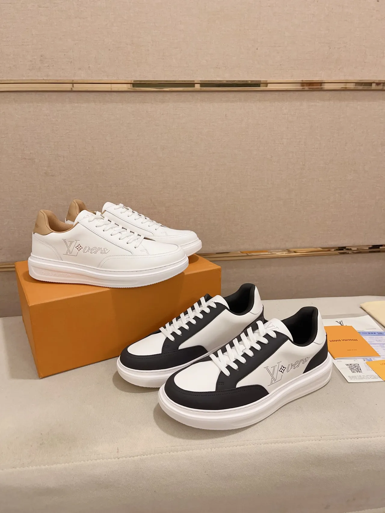 Louis Vuitton LV Trainer White Black Perforated Monogram Two-Tone Leather Lifestyle Sneakers 2