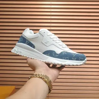Louis Vuitton LV Trainer White Blue Monogram Denim Panels Sculpted Midsole Lifestyle Sneakers