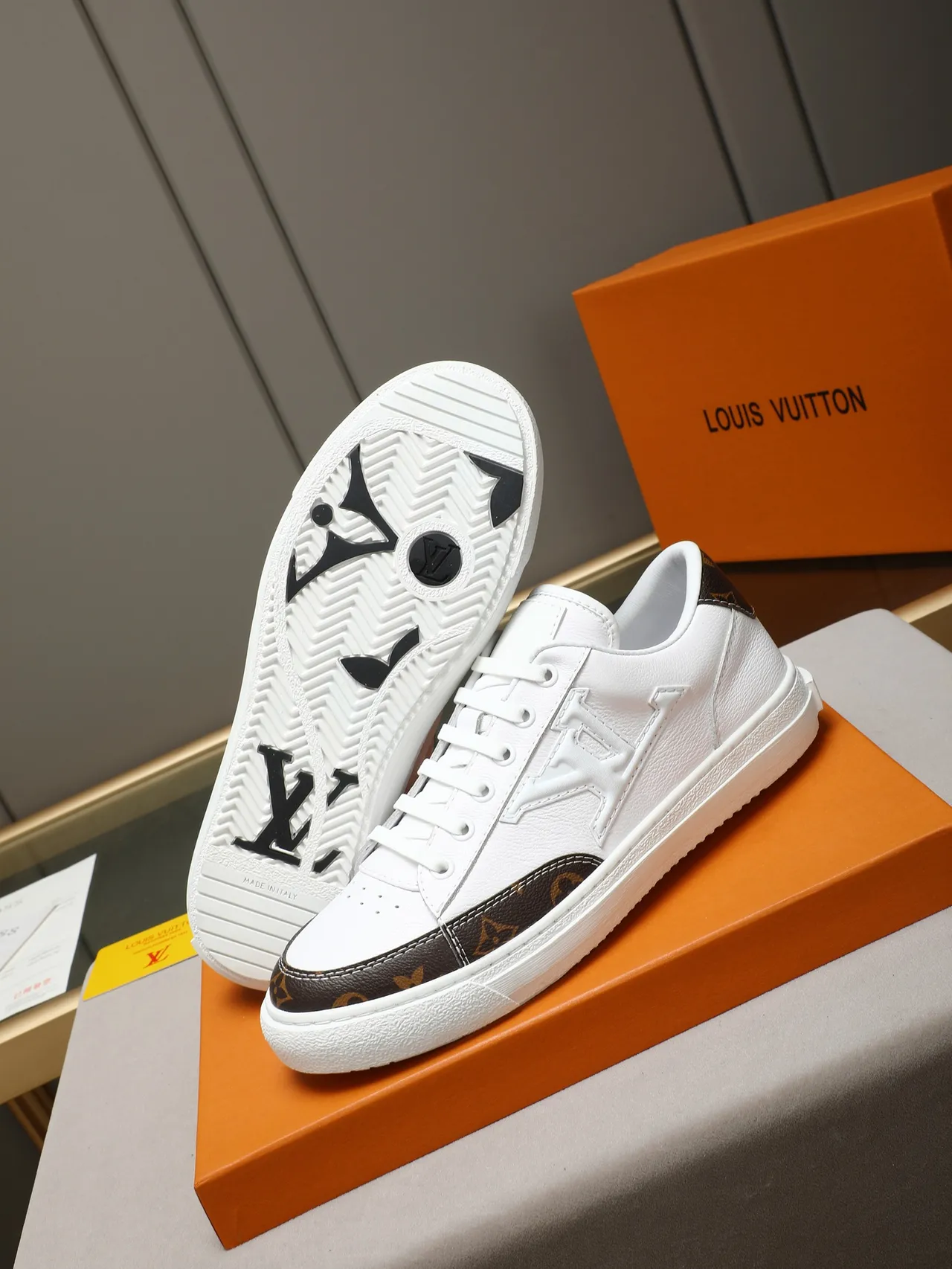 Louis Vuitton LV Trainer White Brown Leather Upper Monogram Canvas Toe And Heel Lifestyle Sneakers 5