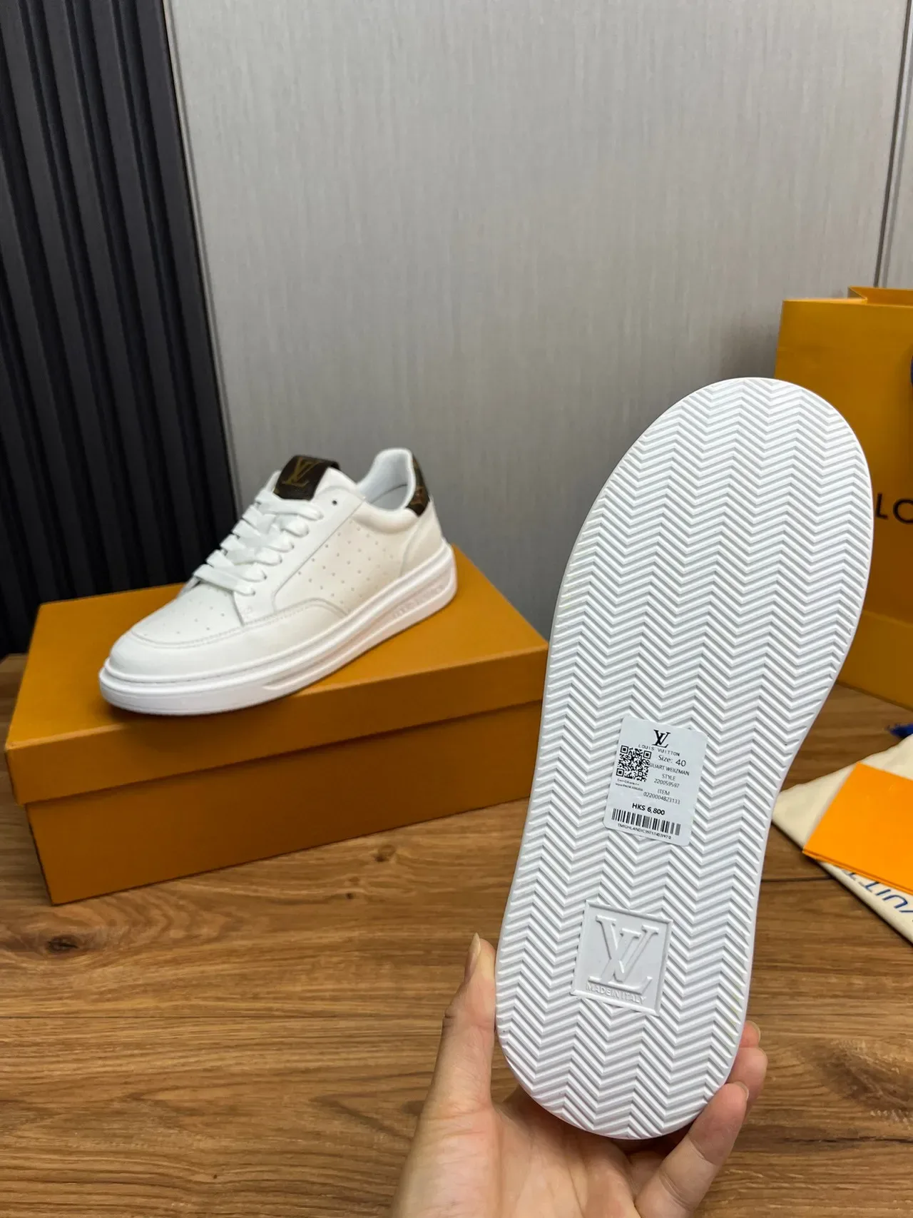 Louis Vuitton LV Trainer White Brown Perforated Leather Upper Monogram Canvas Heel Tab Lifestyle Sneakers 7